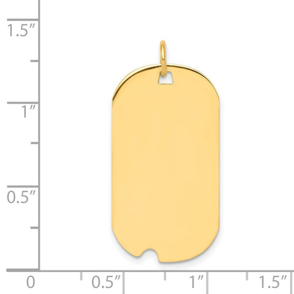 14K Yellow Gold Plain .035 Gauge Engravable Dog Tag w/Notch Disc Charm 33mm length
