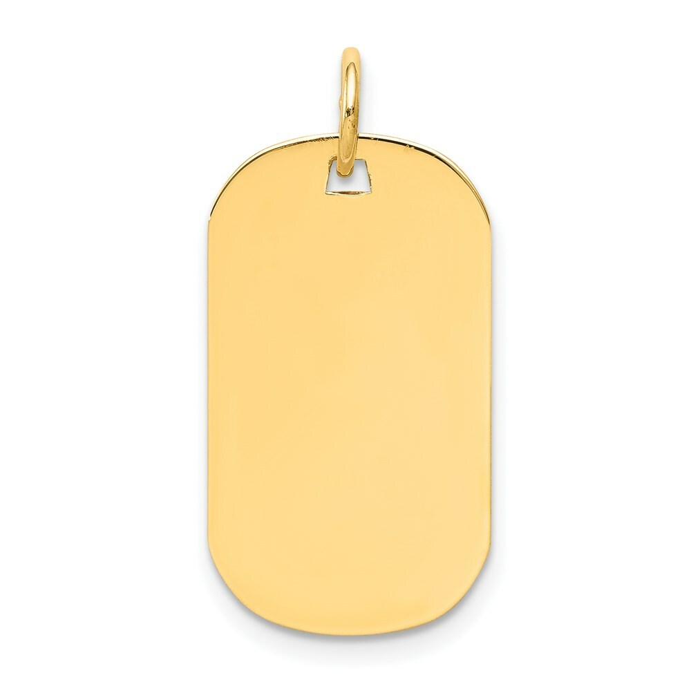 14K Yellow Gold Plain .013 Gauge Engraveable Dog Tag Disc Charm Pendant