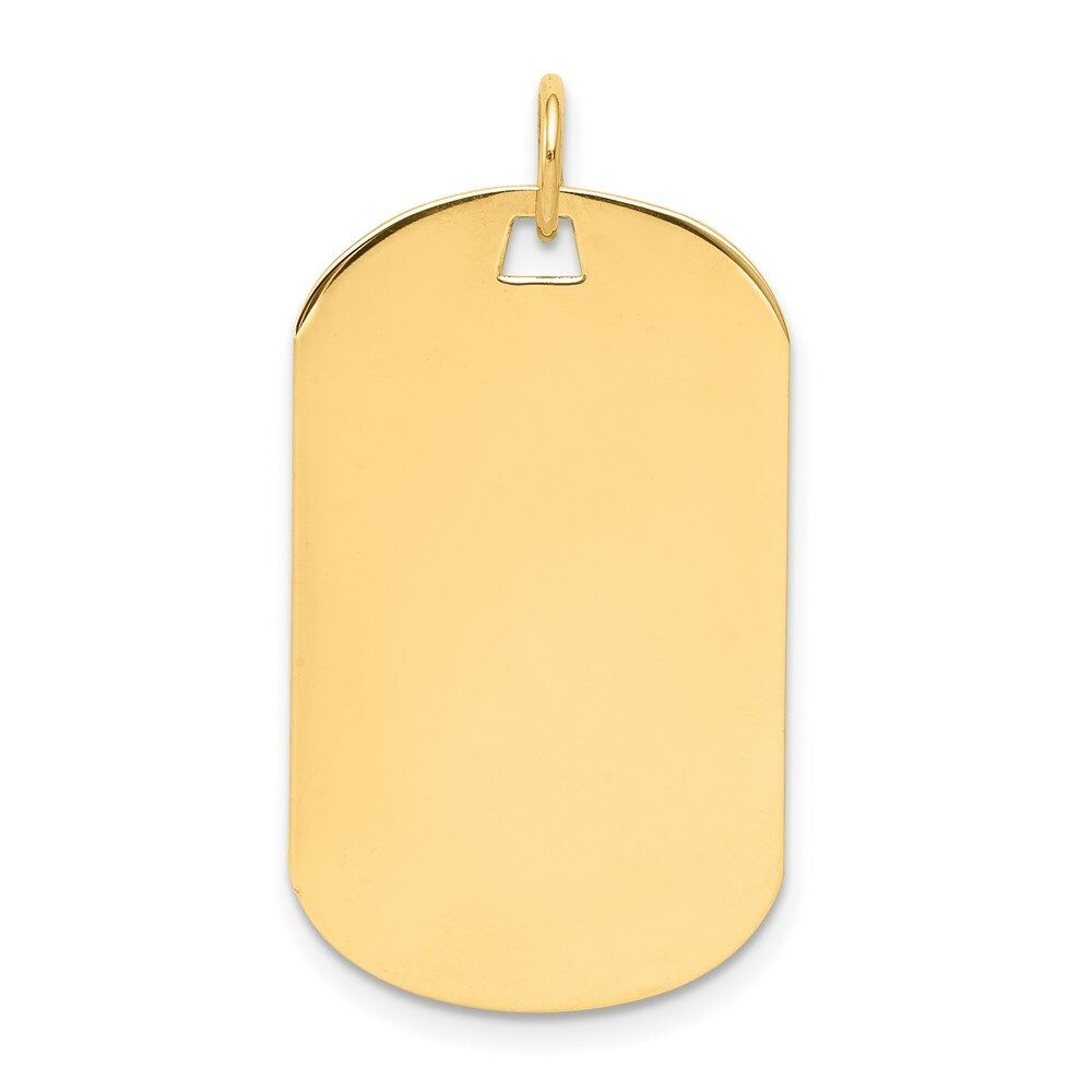 14K Yellow Gold Plain .011 Gauge Engraveable Dog Tag Disc Charm Pendant