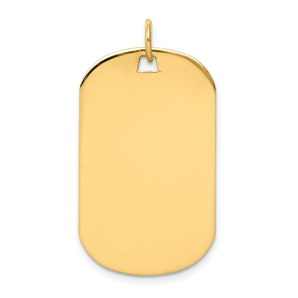 14K Yellow Gold Plain .018 Gauge Engraveable Dog Tag Disc Charm Pendant