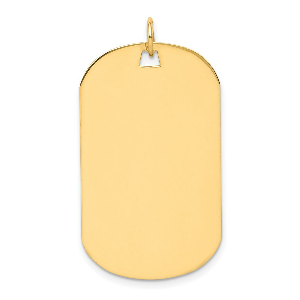 14K Yellow Gold Plain .027 Gauge Engraveable Dog Tag Disc Charm Pendant