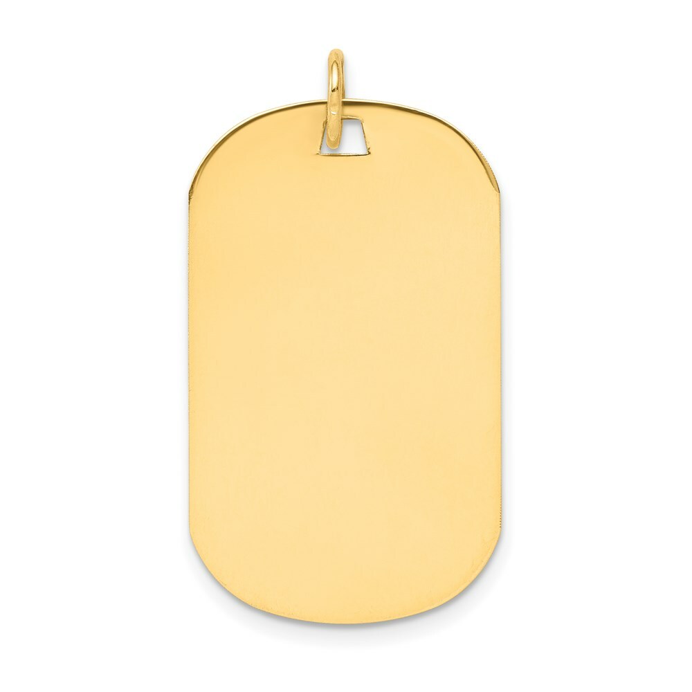 14K Yellow Gold Plain .027 Gauge Engraveable Dog Tag Disc Charm Pendant