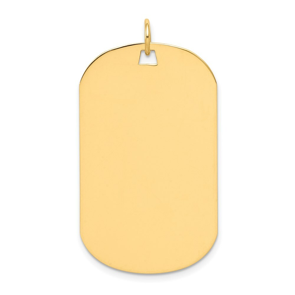 14K Yellow Gold Plain .035 Gauge Engraveable Dog Tag Disc Charm Pendant