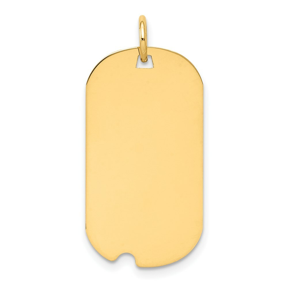14K Yellow Gold Plain .027 Gauge Engraveable Dog Tag w/Notch Disc Charm