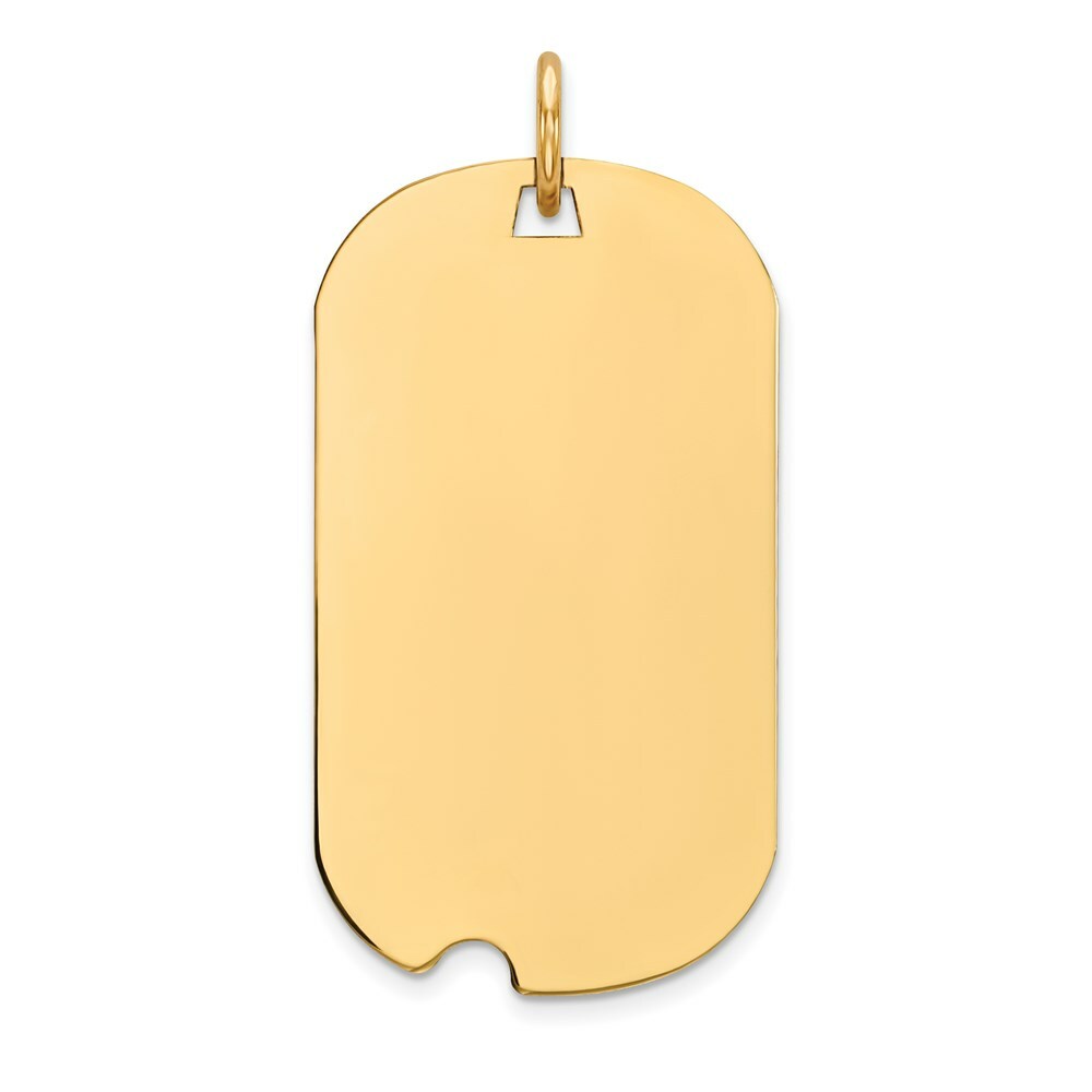 14K Yellow Gold Plain .009 Gauge Engraveable Dog Tag w/Notch Disc Charm
