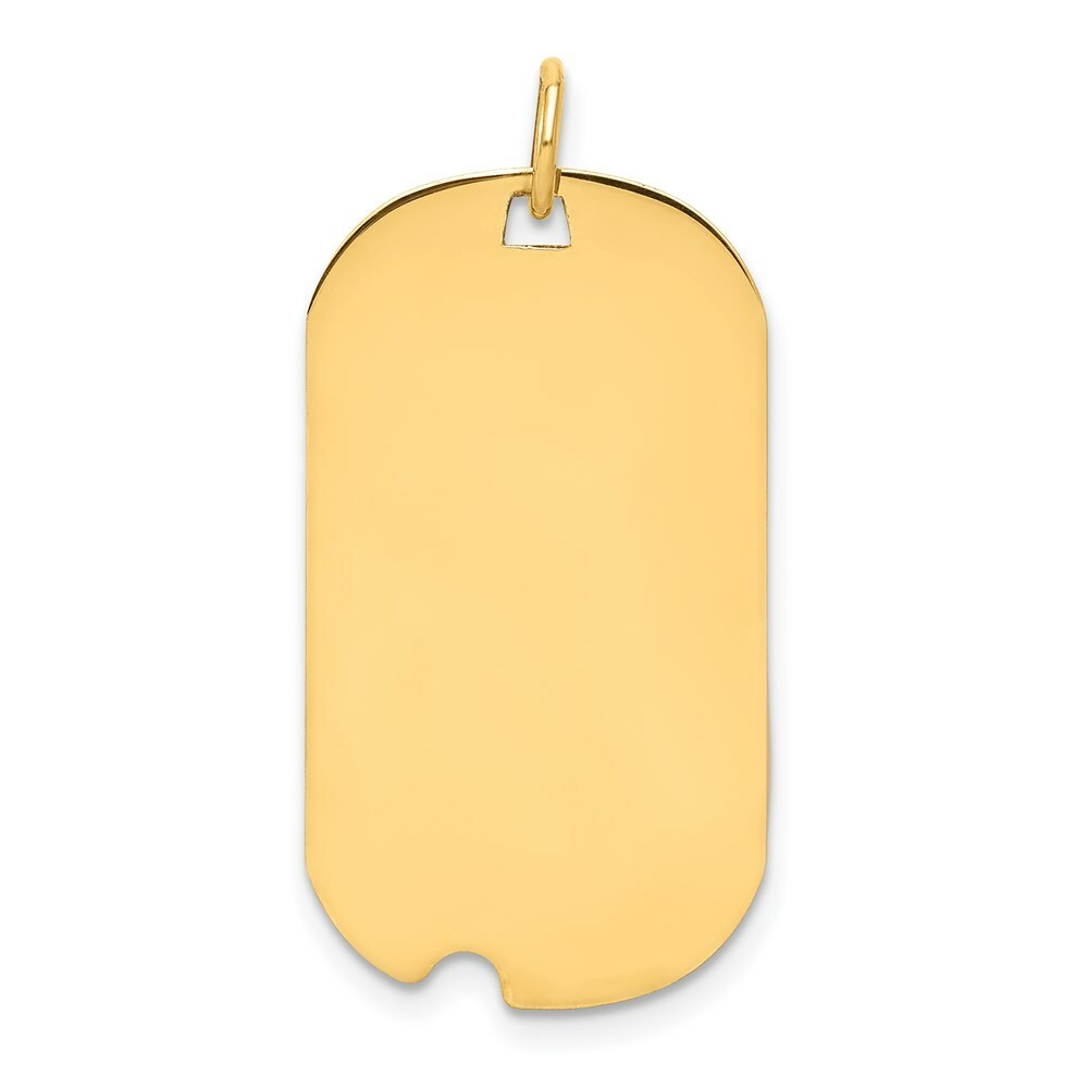 14K Yellow Gold Plain .011 Gauge Engraveable Dog Tag w/Notch Disc Charm