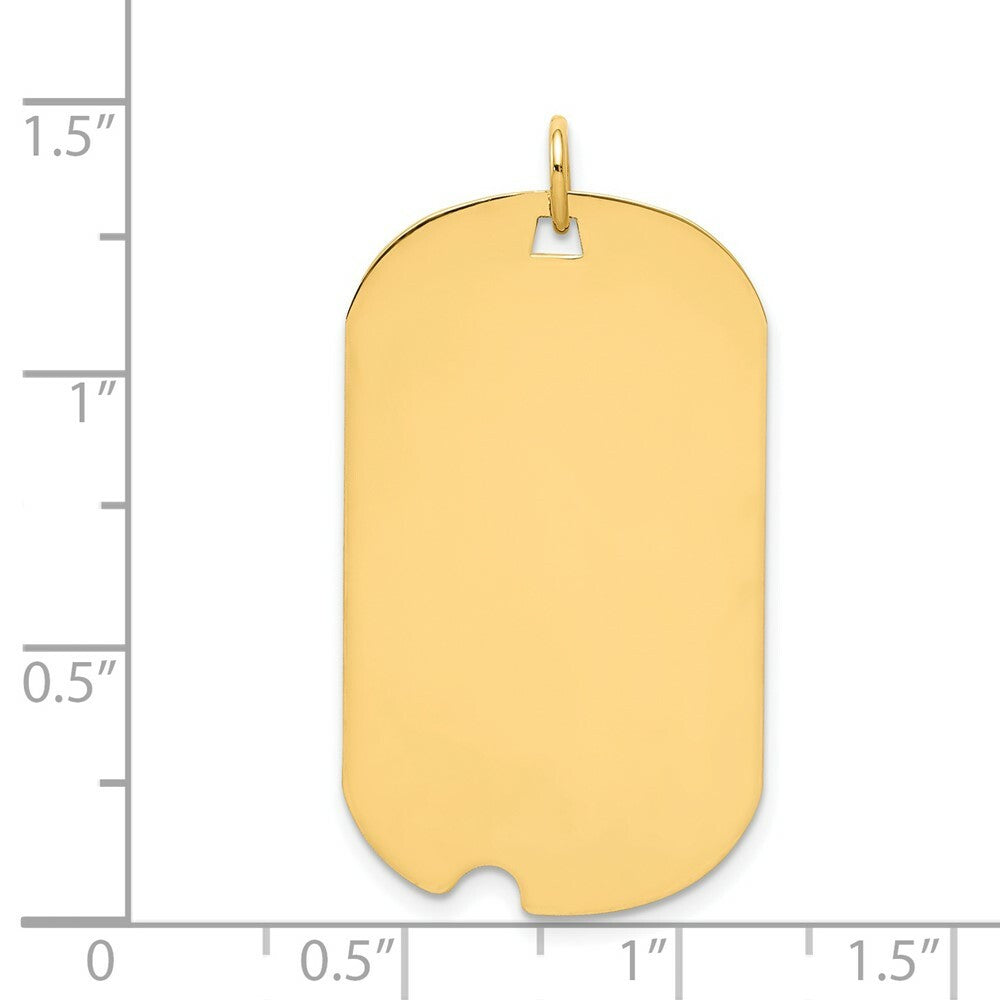 14K Yellow Gold Plain .018 Gauge Engraveable Dog Tag w/Notch Disc Charm