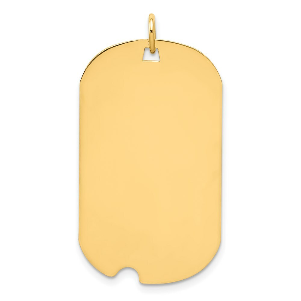 14K Yellow Gold Plain .013 Gauge Engraveable Dog Tag w/Notch Disc Charm
