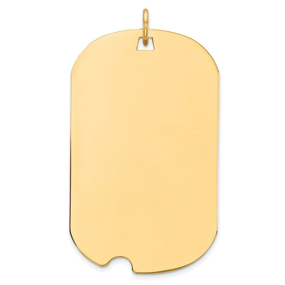14K Yellow Gold Plain .027 Gauge Engraveable Dog Tag w/Notch Disc Charm