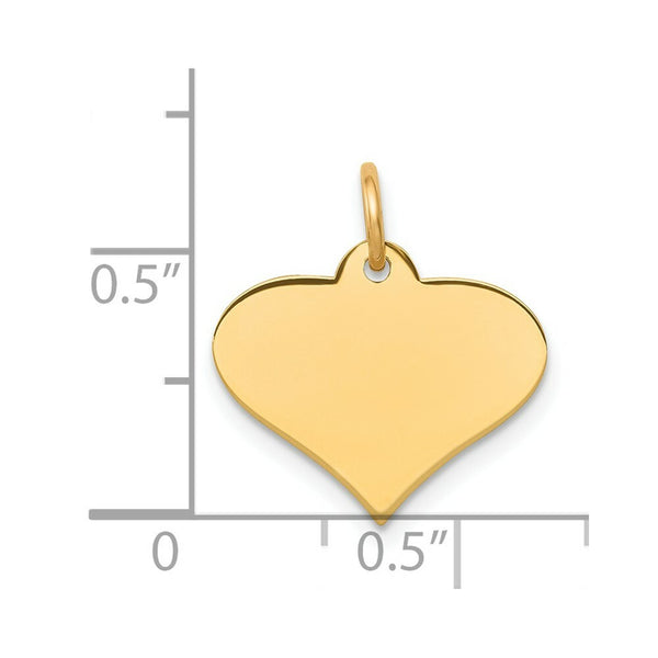 14K Yellow Gold Plain .027 Gauge Engraveable Heart Disc Charm Pendant