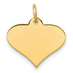 Load image into Gallery viewer, 14K Yellow Gold Plain .027 Gauge Engraveable Heart Disc Charm Pendant
