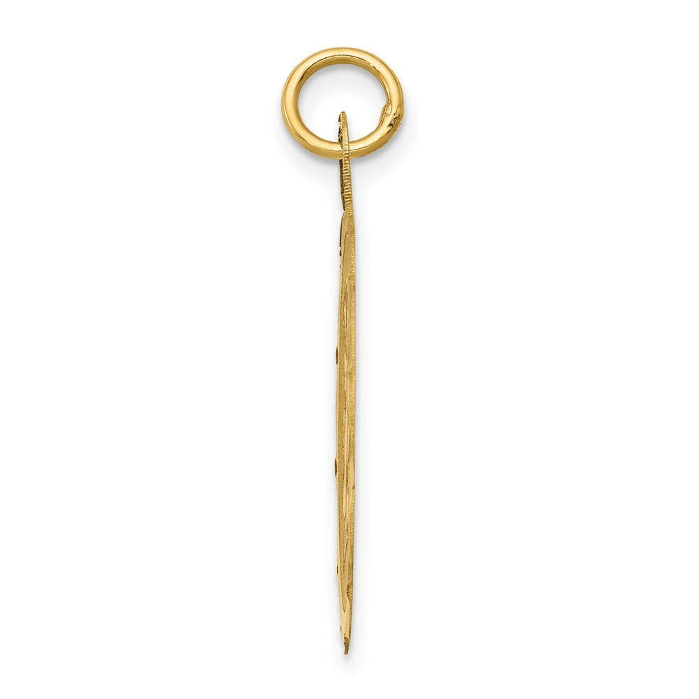 14K Yellow Gold Girl Head on .011 Gauge Engravable Scalloped Disc Charm 22mm width