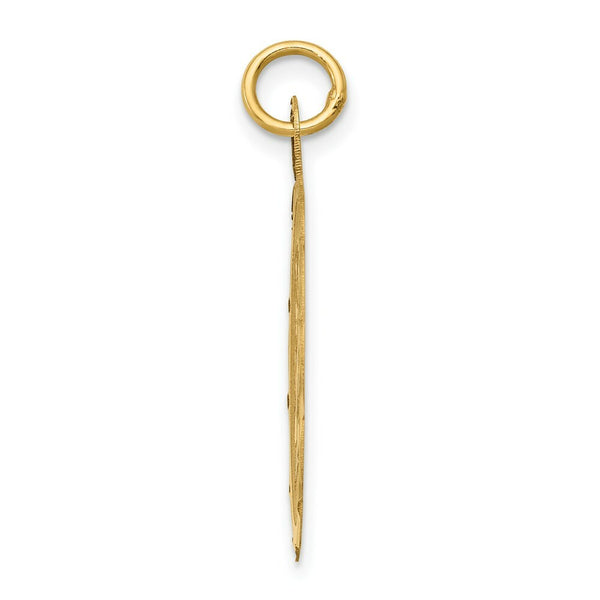 14K Yellow Gold Girl Head on .011 Gauge Engravable Scalloped Disc Charm 22mm width