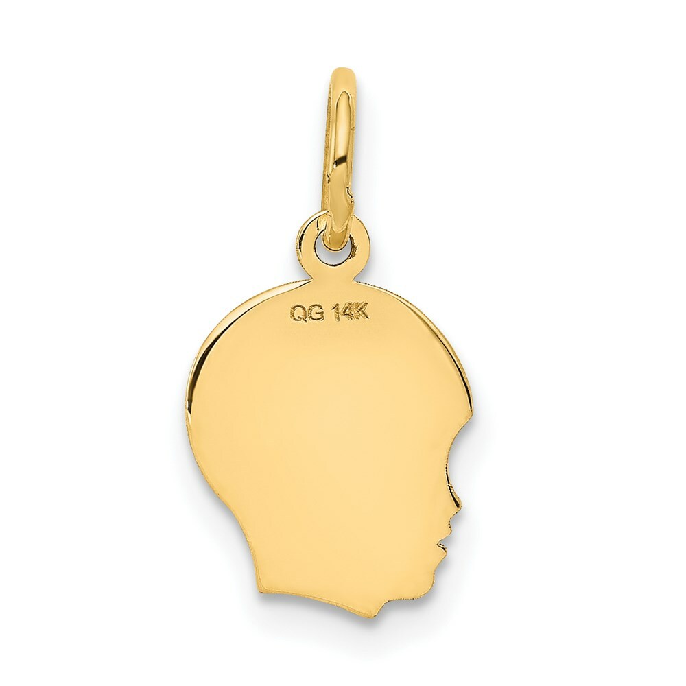 14K Yellow Gold Boy Head Charm 17mm length