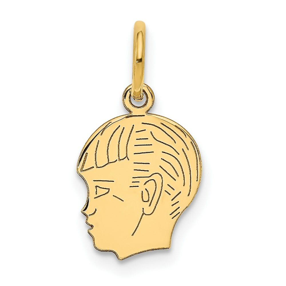 14K Yellow Gold Boy Head Charm 17mm length