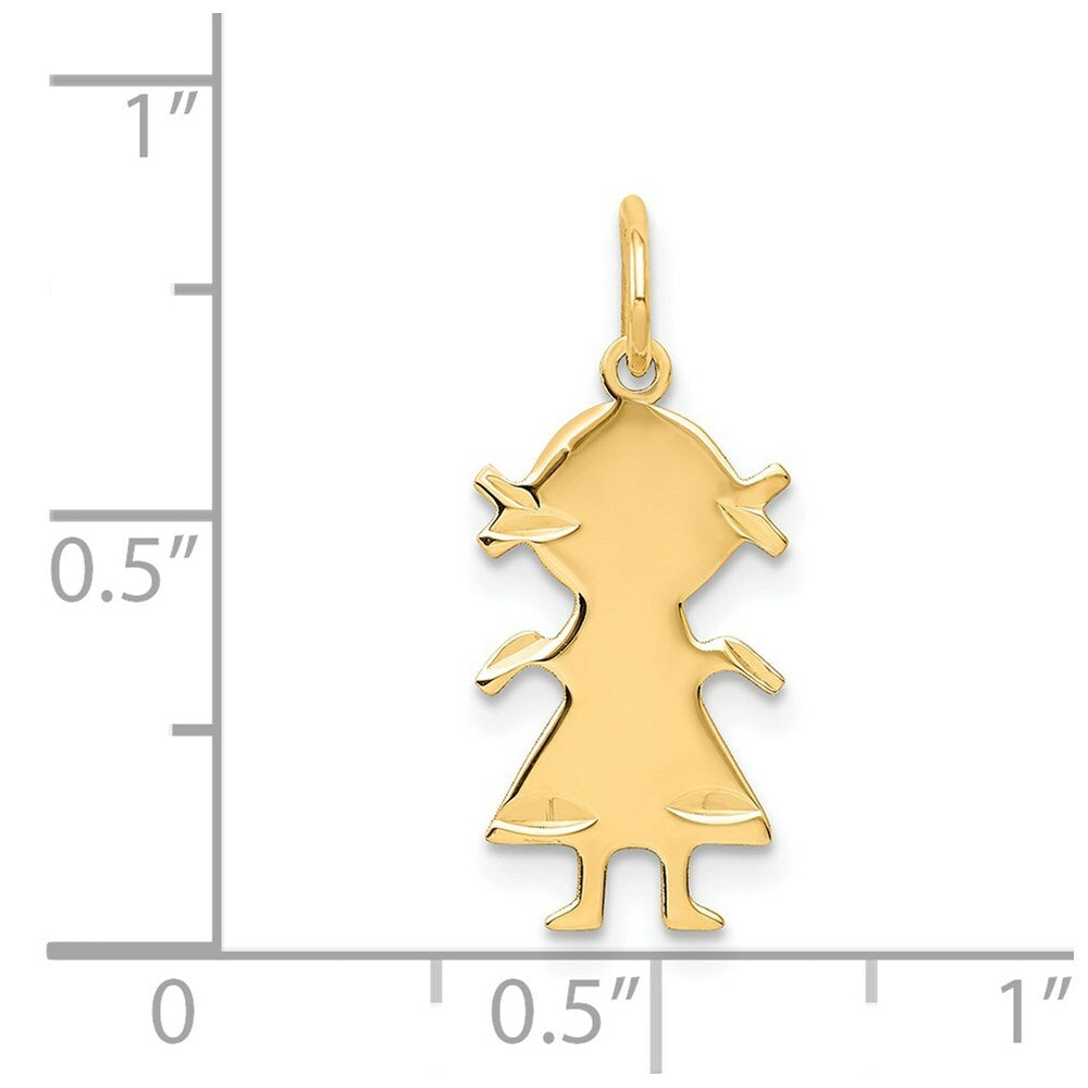 14K Yellow Gold Girl Engravable Charm 9mm width