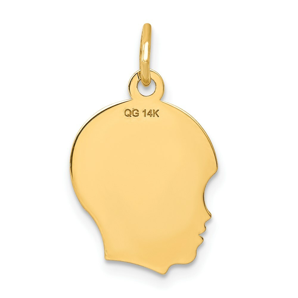 14K Yellow Gold Boy Head Charm 22mm length