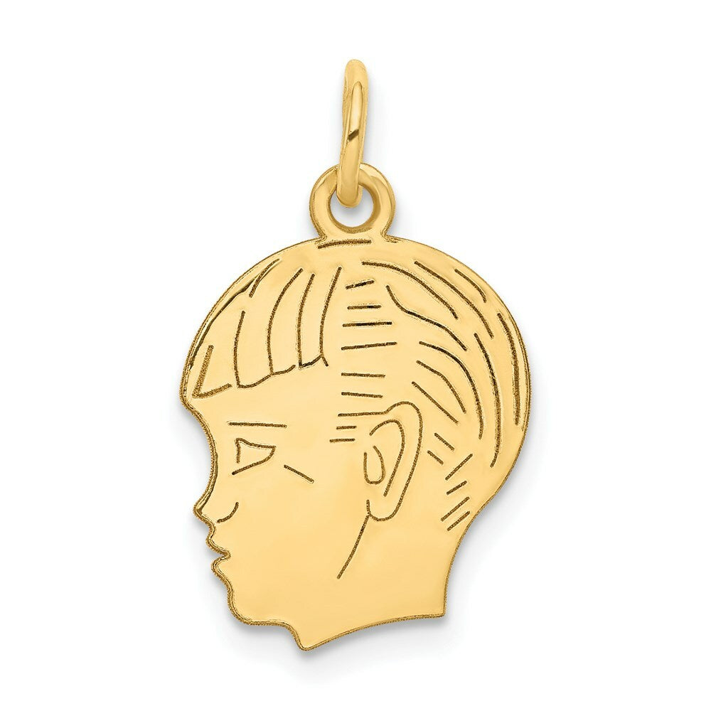 14K Yellow Gold Boy Head Charm 22mm length
