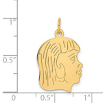 Load image into Gallery viewer, 14K Yellow Gold Girl Head Engravable Charm 17mm width
