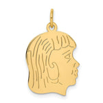 Load image into Gallery viewer, 14K Yellow Gold Girl Head Engravable Charm 17mm width
