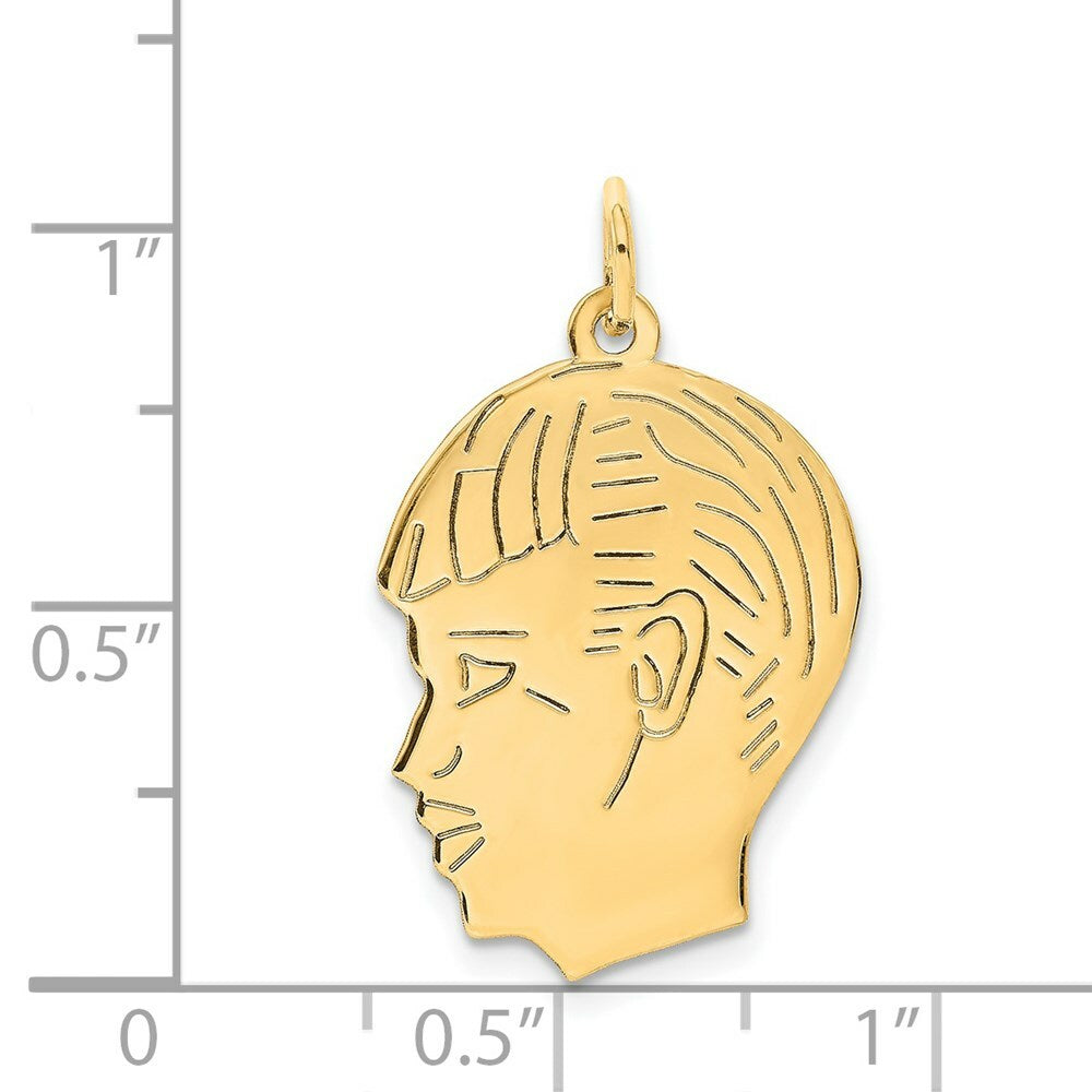 14K Yellow Gold Boy Head Charm 28mm length