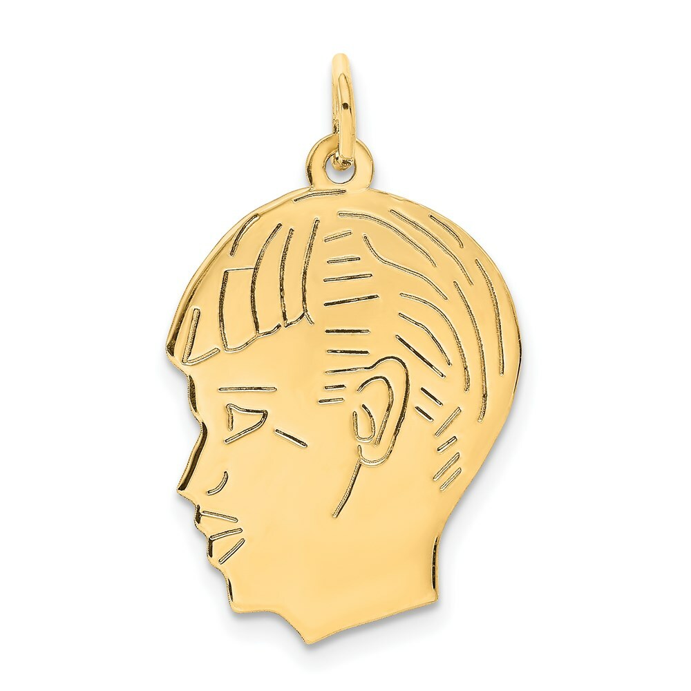 14K Yellow Gold Boy Head Charm 28mm length