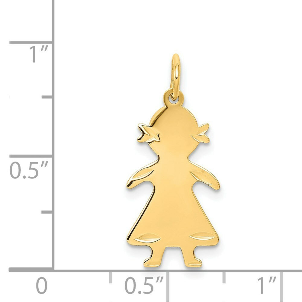 14K Yellow Gold Girl Engravable Charm 10mm width
