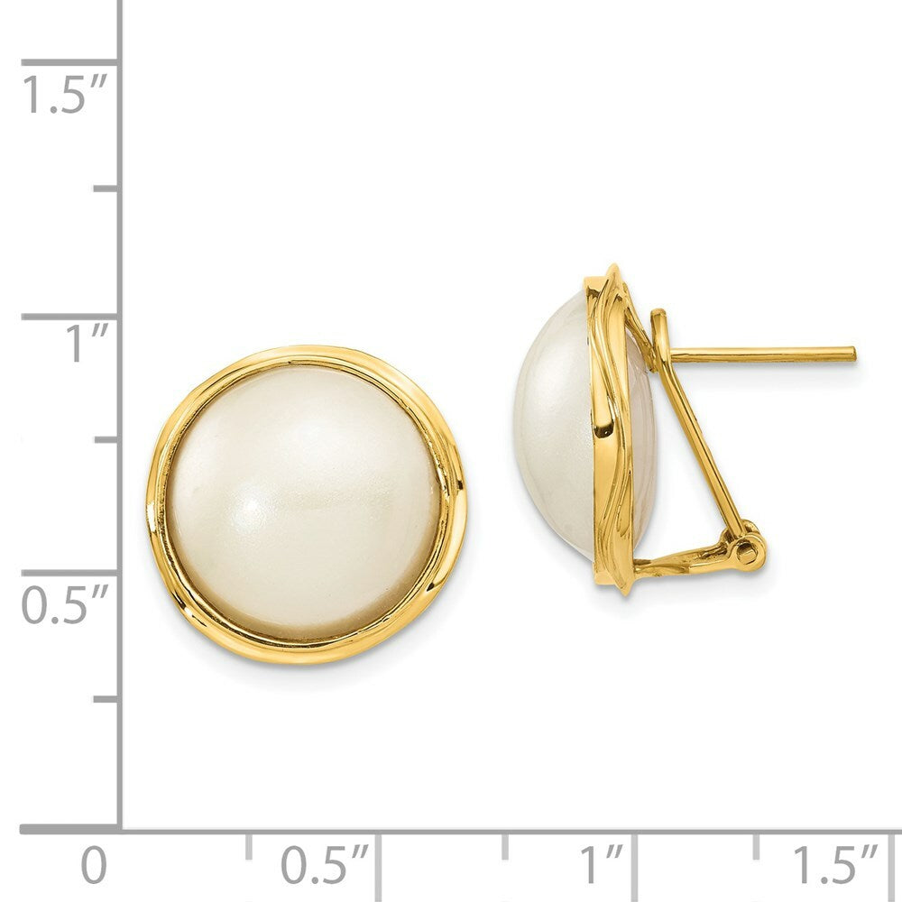 14K Yellow Gold 14-15mm Cultured Mabe Pearl Earrings
