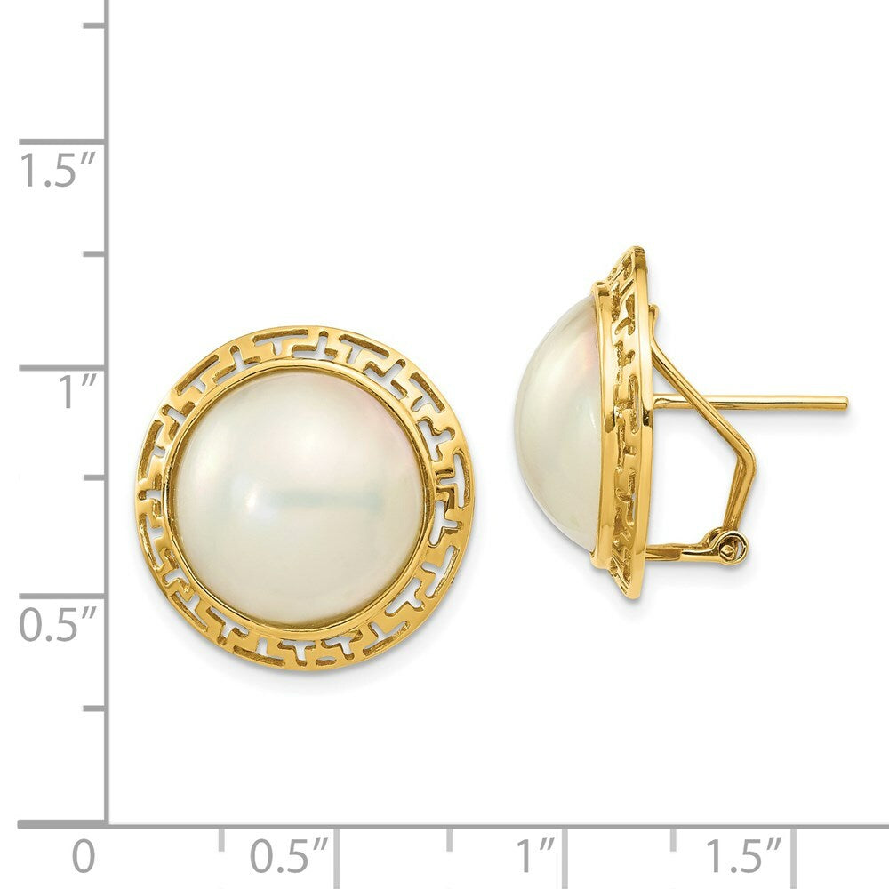 14K Yellow Gold 14-15mm Cultured Mabe Pearl Earrings