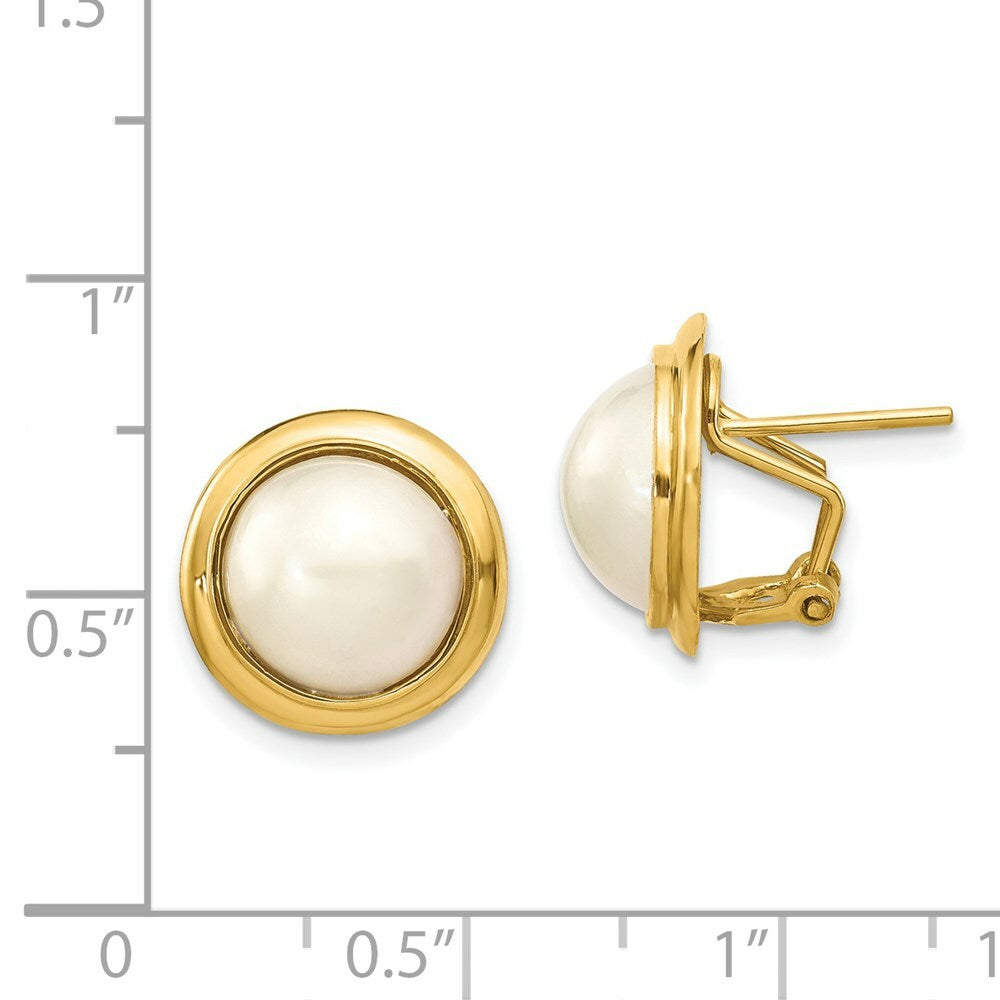 14K Yellow Gold 10-11mm Cultured Mabe Pearl Earrings