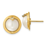 Load image into Gallery viewer, 14K Yellow Gold 10-12mm Cultured Mabe Pearl &amp; Diamond Earrings
