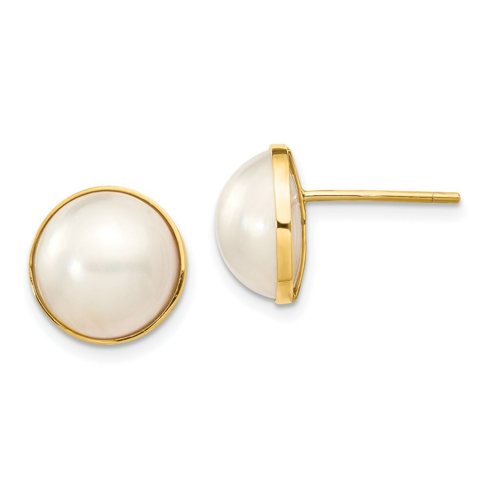 14K Yellow Gold 9-10mm Cultured Mabe Pearl Earrings