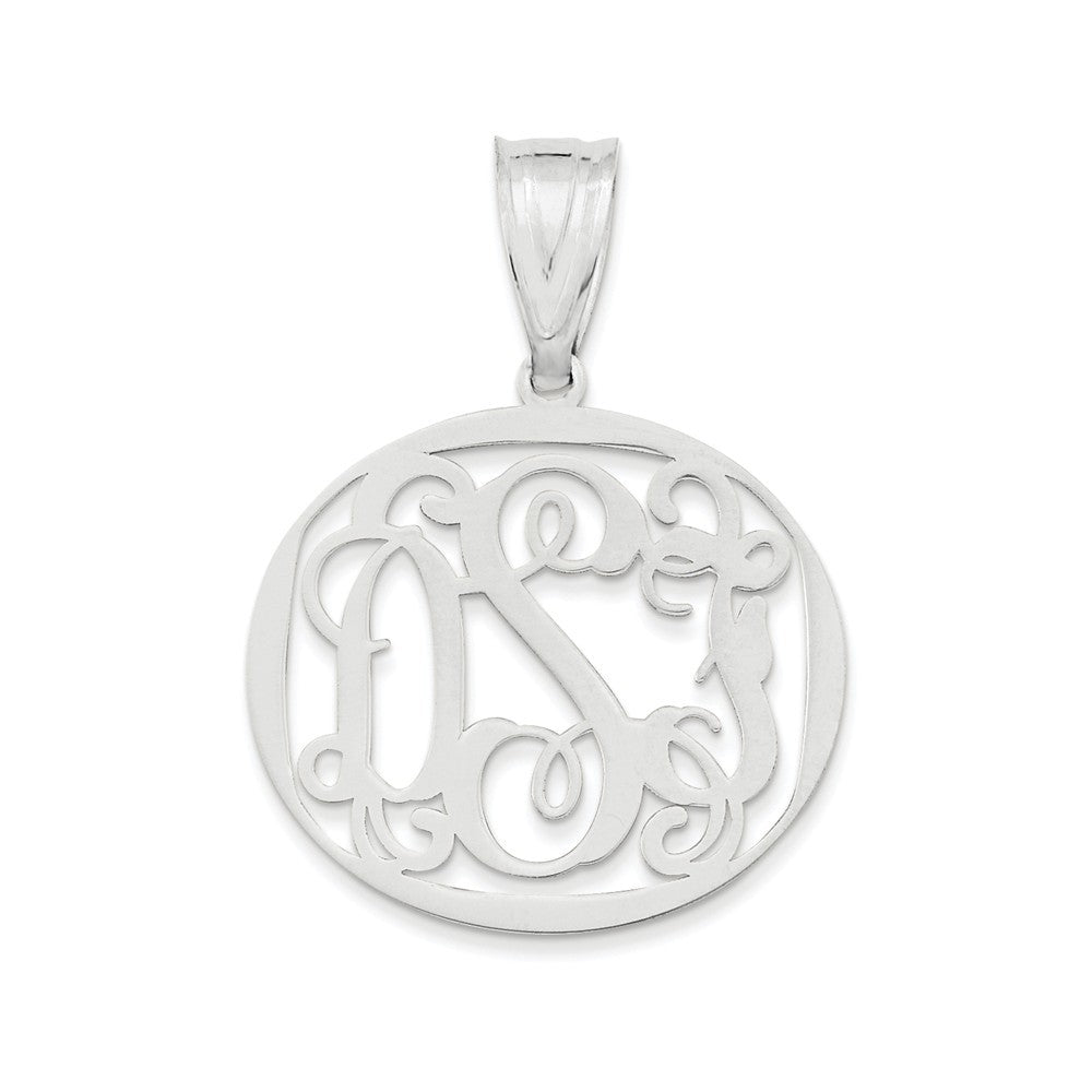 Sterling Silver Interlocking Script Letter Circle Monogram Custom Personalized Pendant 1/2" Size