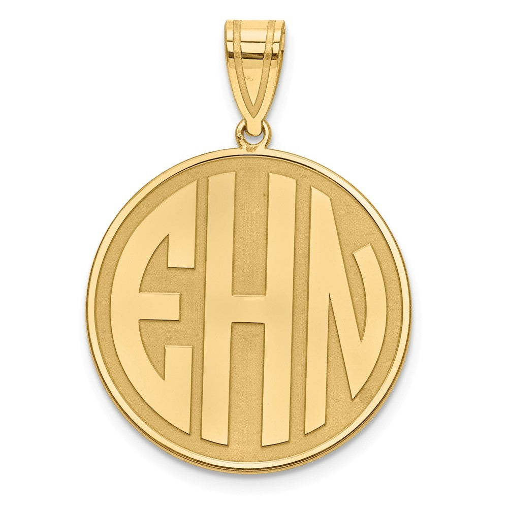 Gold Plated/SS Block Letter Circle Monogram Pendant-