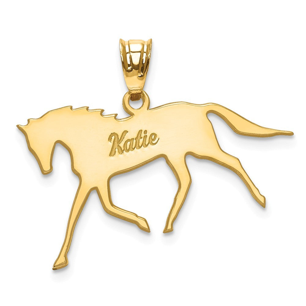Gold Plated/SS Laser Polished Horse Name Pendant-