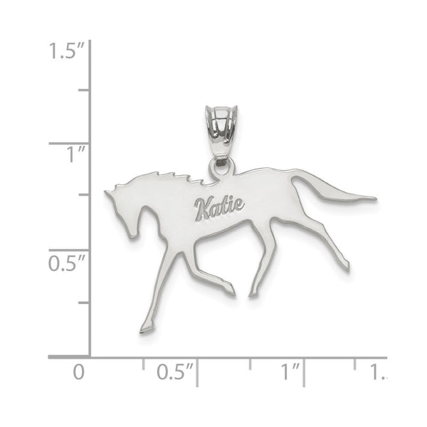 Sterling Silver Laser Polished Horse Name Pendant-