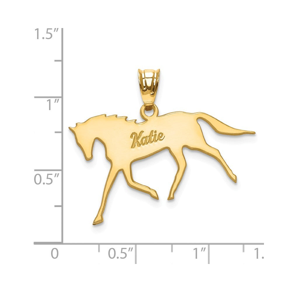 14k Laser Polished Horse Name Pendant-