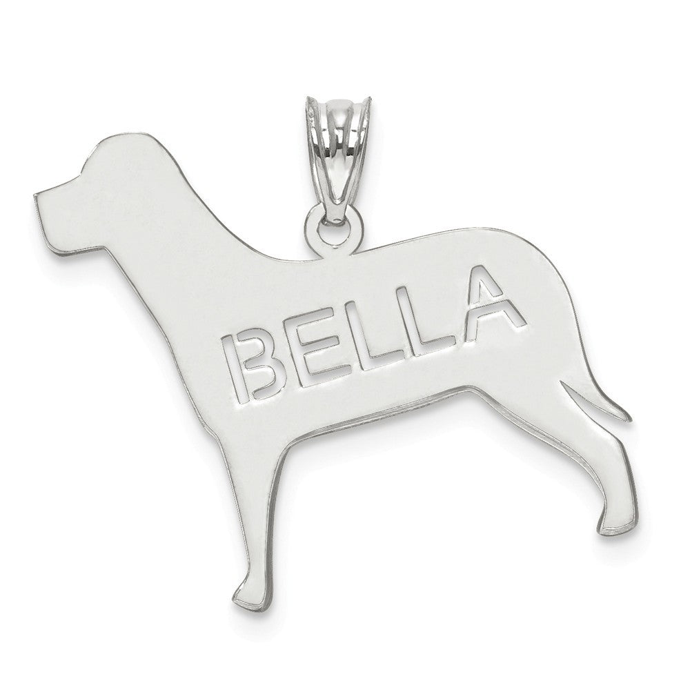 Sterling Silver Laser Polished Dog Name Pendant-