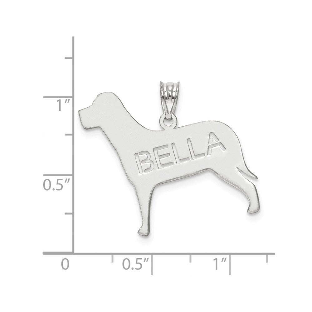 Sterling Silver Laser Polished Dog Name Pendant-