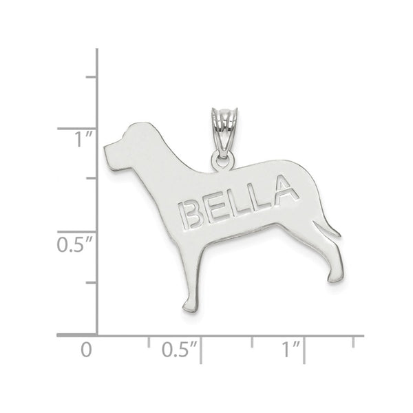 Sterling Silver Laser Polished Dog Name Pendant-