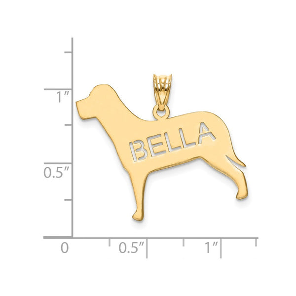 14k Laser Polished Dog Name Pendant-
