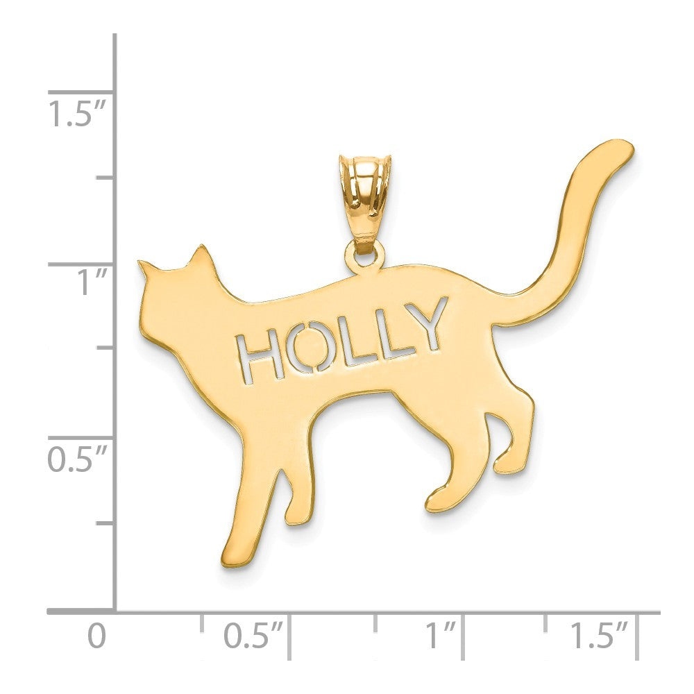 Gold-plated Sterling Silver Cat Silhouette Custom Personalized Pendant Charm with Name