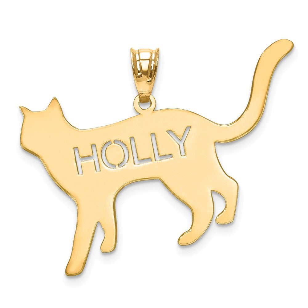 Gold-plated Sterling Silver Cat Silhouette Custom Personalized Pendant Charm with Name