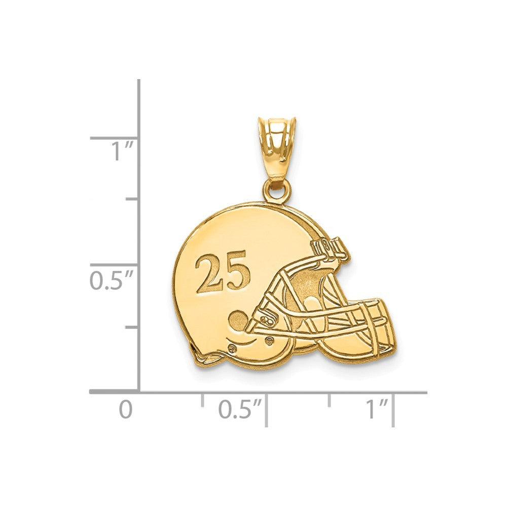 14k Laser Football Helmet Number And Name Pendant-