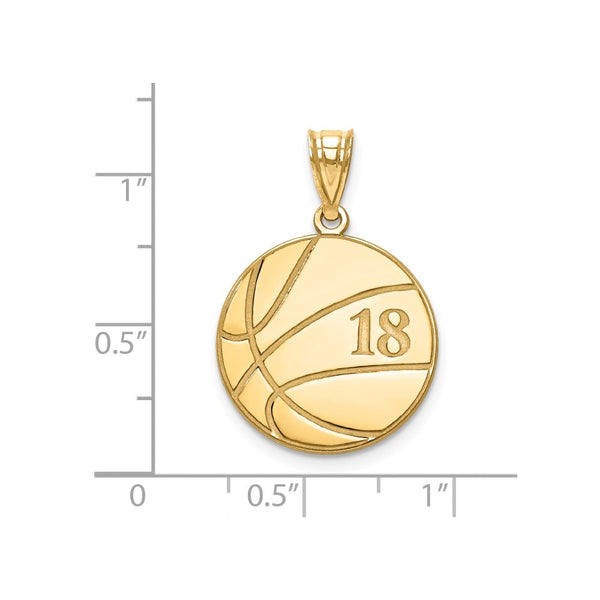 Gold Plated/SS Laser Basketball Number And Name Pendant-