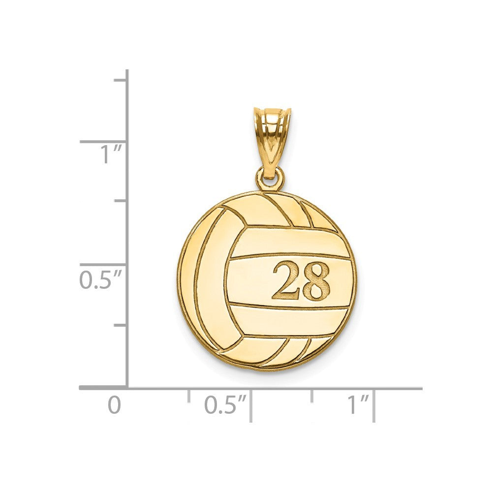Gold Plated/SS Laser Volleyball Number And Name Pendant-