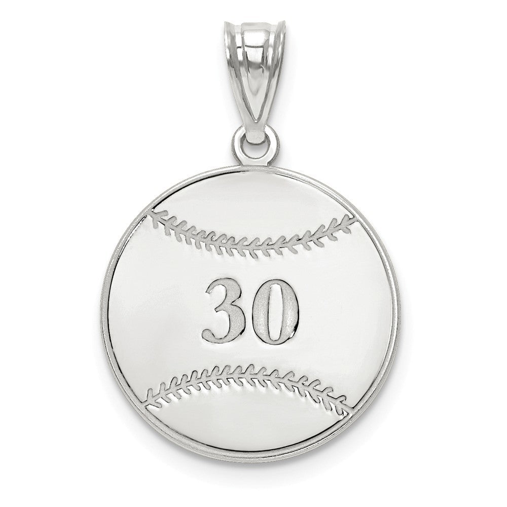 Sterling Silver Laser Baseball Number And Name Pendant-