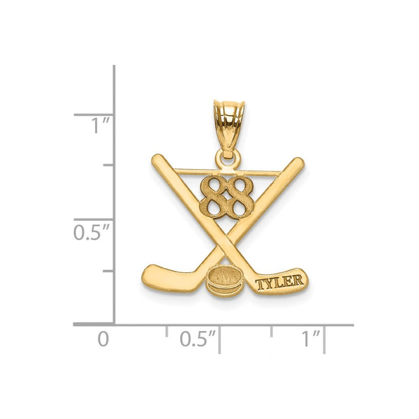 Gold-plated Sterling Silver Custom Personalized Name And Jersey Player Number Hockey Pendant