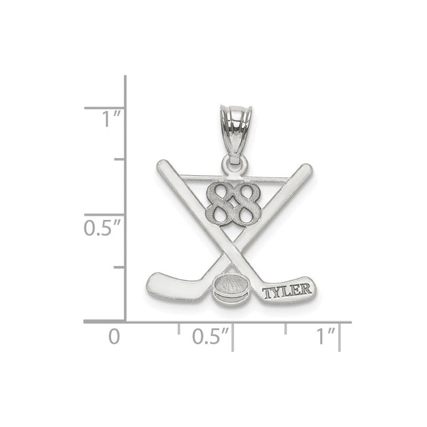 SS Laser Polished Name And Number Hockey Pendant-