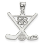 Load image into Gallery viewer, 14k White Gold Laser Polished Name And Number Hockey Pendant-
